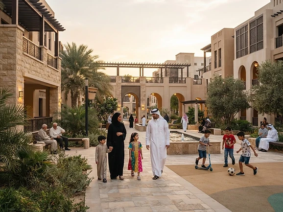 Public courtyard within an Q Prime development in use